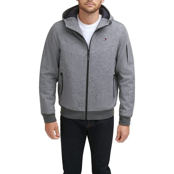 TOMMY HILFIGER Men's Water / Wind Resistant Bomber Coat SIZE SMALL Gray NWT - Picture 1 of 7